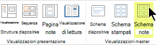 Nella scheda Visualizza della barra multifunzione selezionare Schema note.