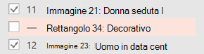 Dopo aver contrassegnato l'elemento come decorativo, l'avviso viene rimosso.