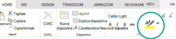 Pulsante Evidenziatore di testo nella scheda Home della barra multifunzione di PowerPoint Online