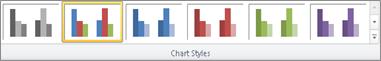 Screenshot della raccolta Stili grafico nella scheda Struttura grafico della barra multifunzione.