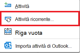 Icona del comando Attività ricorrente