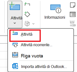 Immagine del pulsante Attività nel gruppo Inserisci della scheda Attività.