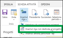 Inserisci riga non dedicata al progetto