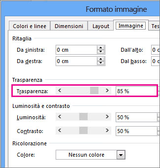 Screenshot della finestra di dialogo Formato immagine in Publisher.
