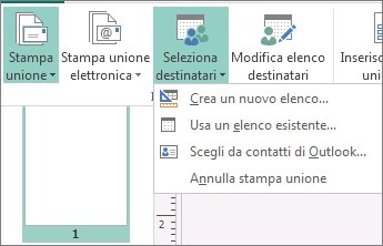 Opzioni Selezione destinatari di Lettere