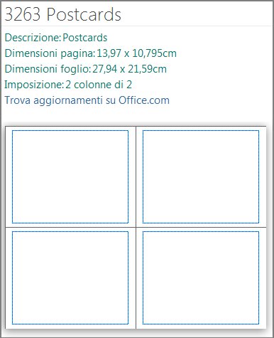 Descrizione del modello per una cartolina Avery.