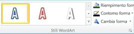 Gruppo di stili WordArt in Publisher 2010