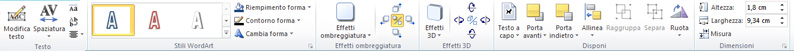 Scheda Strumenti WordArt di Publisher 2010