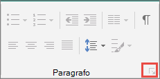 Fare clic sul pulsante di visualizzazione della finestra di dialogo Paragrafo