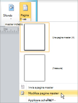 Selezione di Modifica pagine master nel menu Pagine master
