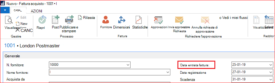 Crea fattura di acquisto