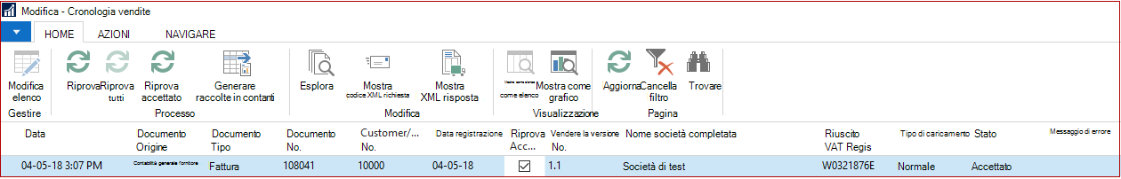 Modificare la cronologia di SII