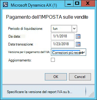 KB4072642 - Layout report finlandese pagamento IVA - finestra di dialogo1