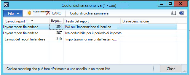 KB4072642 - Layout report finlandese codici iva