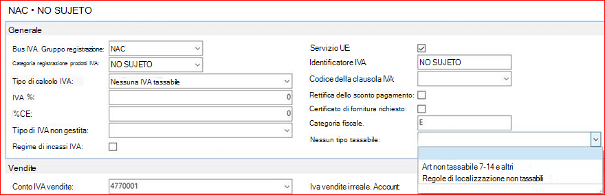 Informazioni SII nelle categorie di registrazione IVA