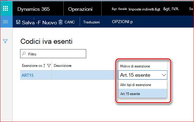 Questa immagine mostra i motivi dell'esenzione iva.