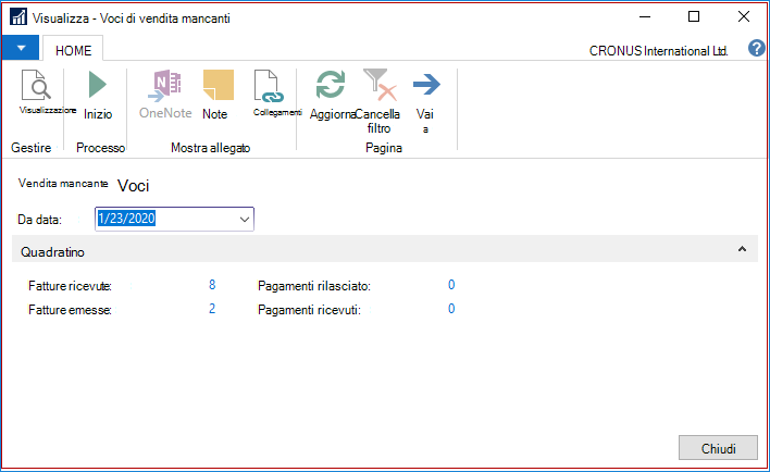 Visualizzare le voci SII mancanti
