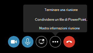 Comando Termina riunione nel menu Altre opzioni (...)