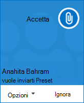 Schermata di un avviso popup di trasferimento file