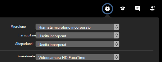 Modificare i dispositivi in una riunione o una chiamata