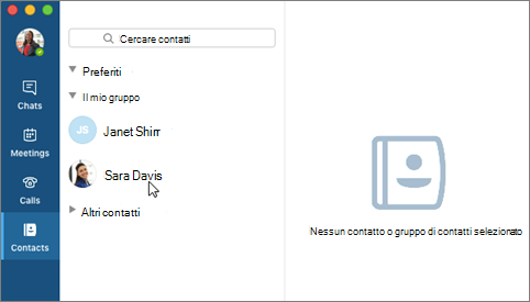 Fai clic sul contatto nell'elenco Contatti.