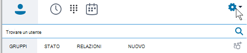 Opzioni del menu principale di Skype for Business