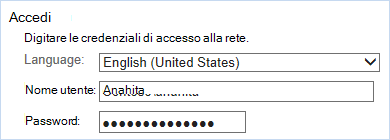 Accedere con credenziali di accesso di rete