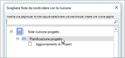 Schermata della finestra di dialogo Condividi note di Skype for Business.