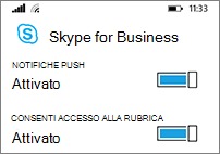 Ricevere notifiche push e cercare nel telefono durante una ricerca di contatti