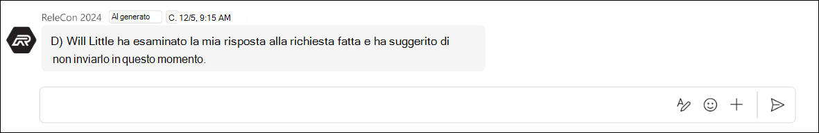 screenshot di Non è possibile inviare risposta