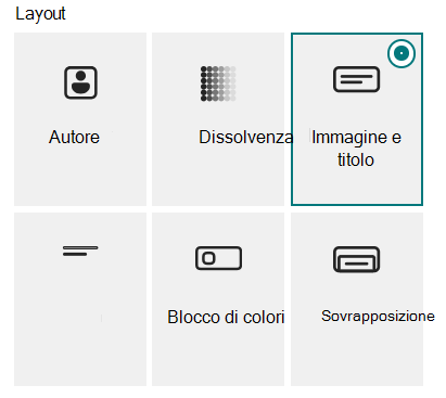Sei layout per la web part Banner