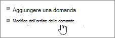 screenshot della modifica dell'ordine delle domande del sondaggio