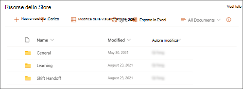 Screenshot della web part Raccolta documenti