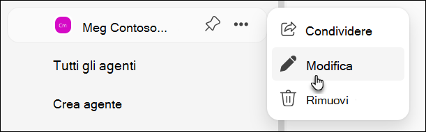 Screenshot dell'agente di modifica in BizChat