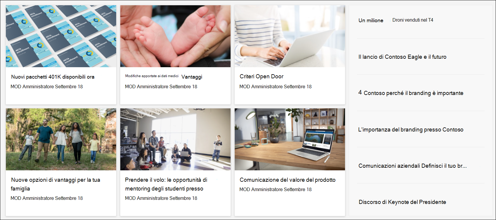 web part notizie sito hub