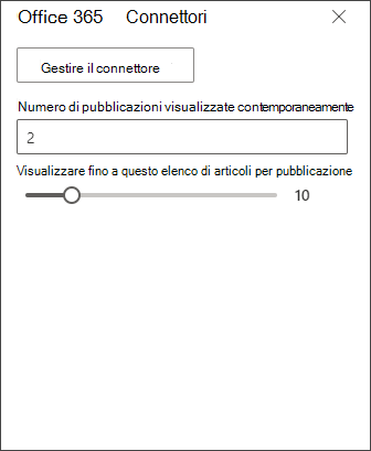 Screenshot del riquadro di modifica del connettore Office 365
