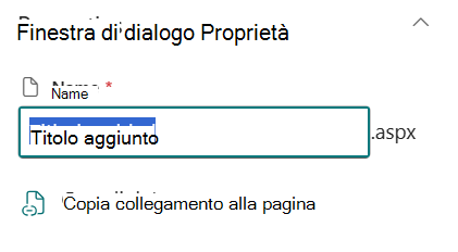 Nome pagina nei dettagli della pagina