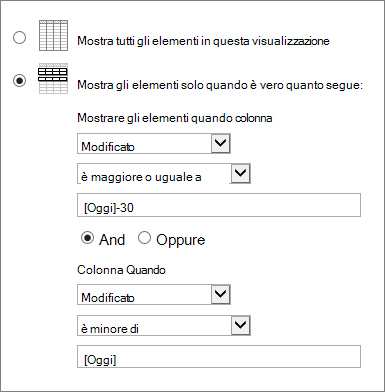 Filtri con [Oggi]