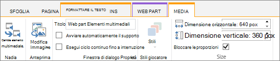 Scheda Elementi multimediali nella barra multifunzione Modifica