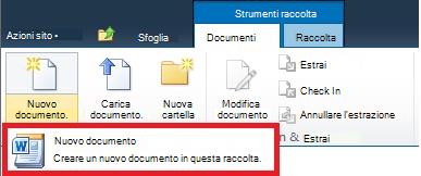 Aggiunta di un nuovo documento in una raccolta documenti