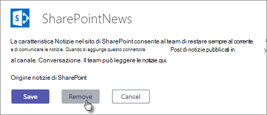 Finestra di dialogo Connettore di notizie