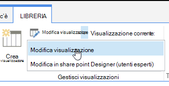 Scheda Raccolta con il comando Modifica visualizzazione evidenziato