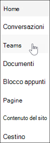Collegamento a Microsoft Teams nella navigazione del sito del team di SharePoint