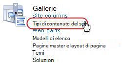Collegamento Tipi di contenuto del sito in Raccolte