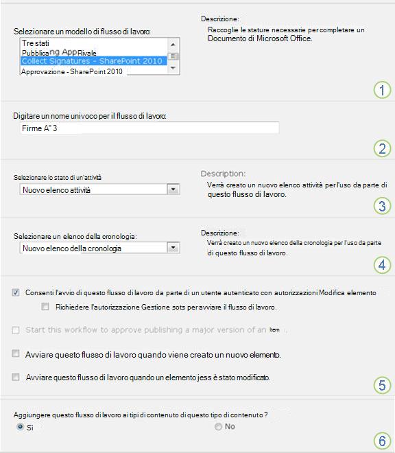 Prima pagina del modulo di associazione con le opzioni con callout