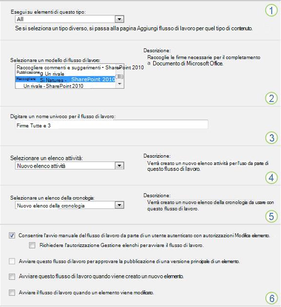 Prima pagina del modulo di associazione per un singolo elenco o una singola raccolta