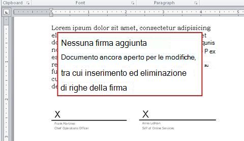 Documento senza la prima firma e quindi ancora aperto alle modifiche