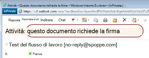 Testo identificativo nella notifica di attività