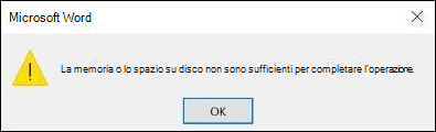 Errore di memoria insufficiente in Office