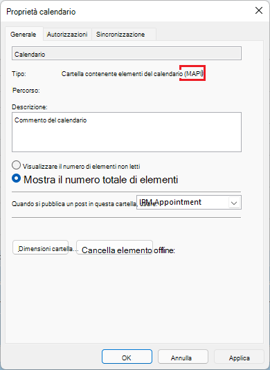 L'immagine mostra la finestra delle proprietà della riunione di Outlook con m a p i cerchiato in rosso.